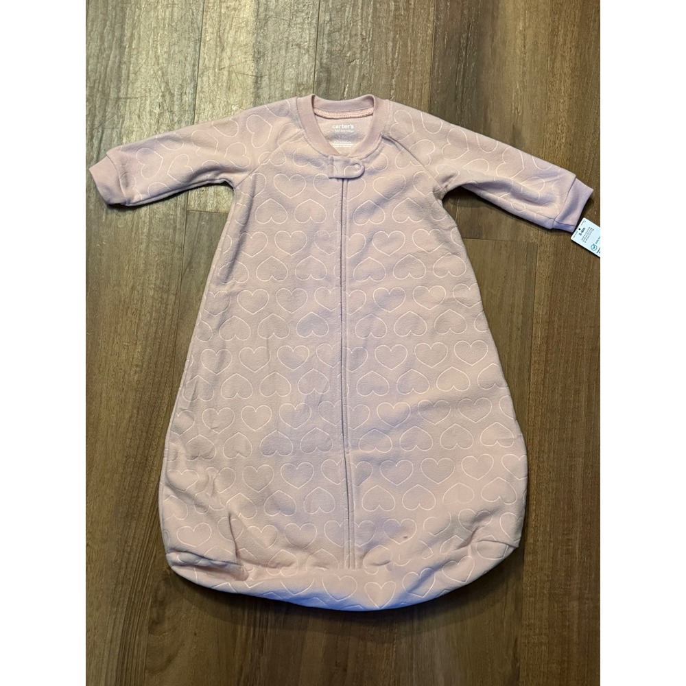 Carters Just One You Pink Fleece Heart Sleep Sack Wearable Blanket 3-6M  NWT